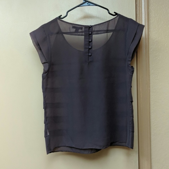 AE Sheer Lavender Ruffled Butterfly Sleeve Blouse - Picture 2 of 5